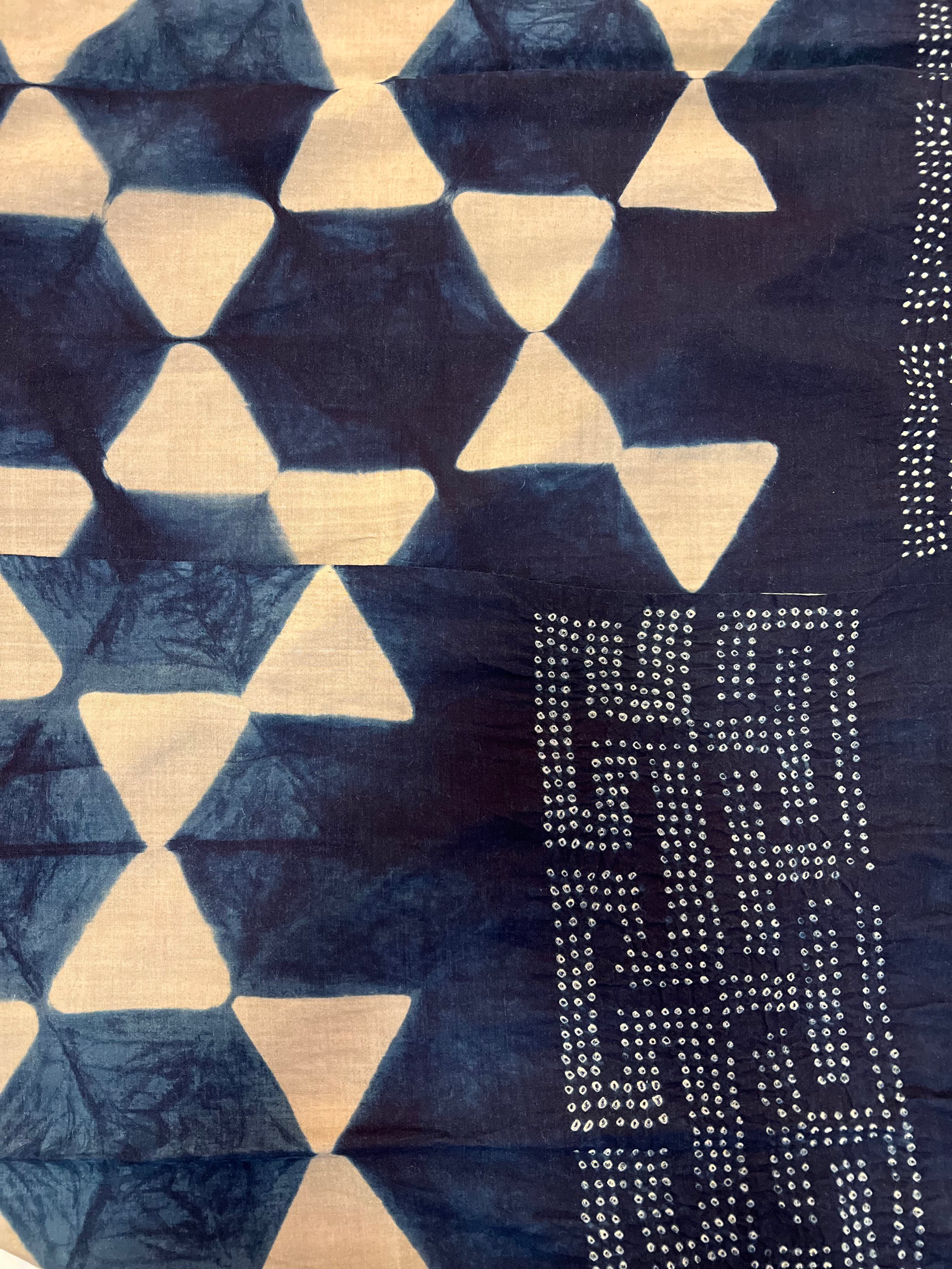 Clamp-dye & Bandhani Indigo Stole