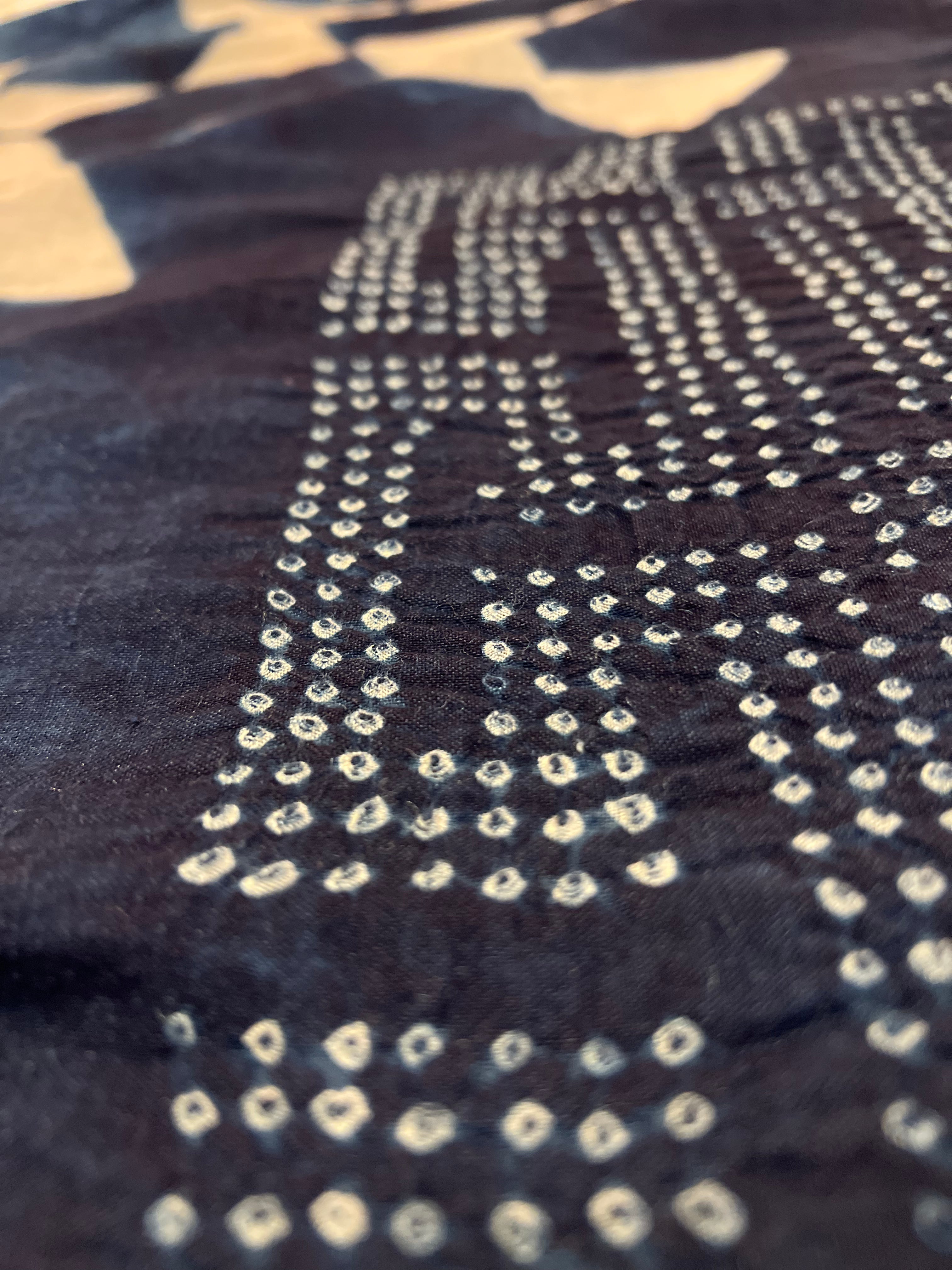 Clamp-dye & Bandhani Indigo Stole